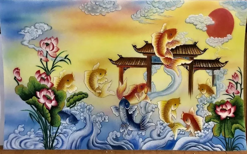 tranh dong ho ca chep net dep dan gian va y nghia phong thuy truyen thong